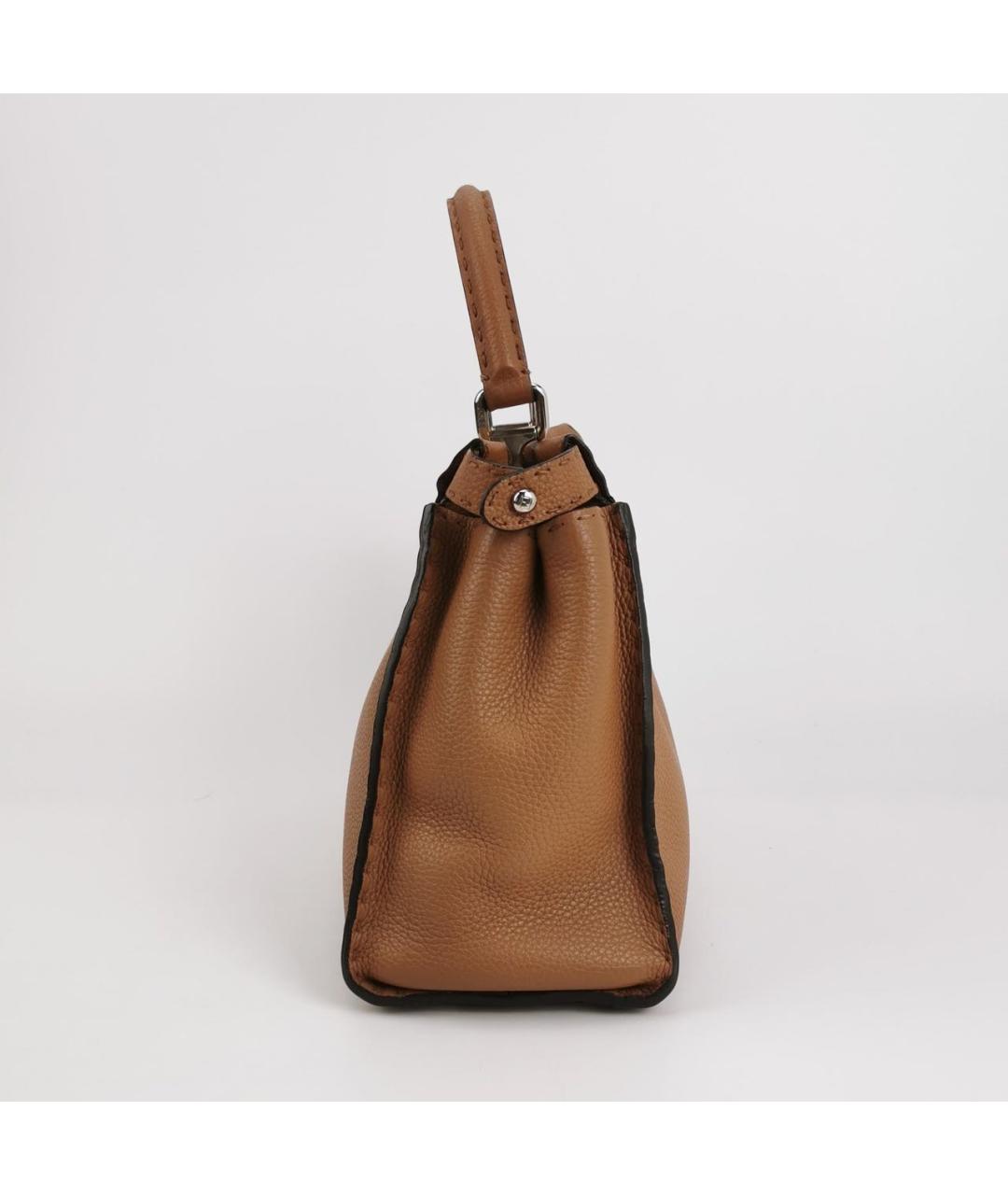 FENDI Коричневая кожаная сумка через плечо, фото 3