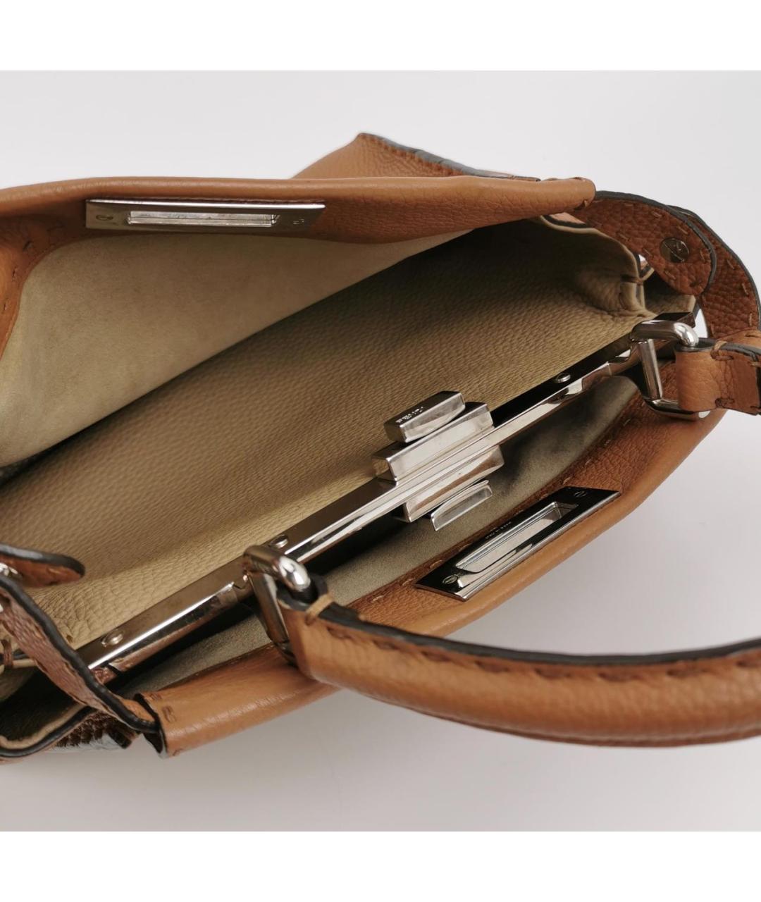 FENDI Коричневая кожаная сумка через плечо, фото 6