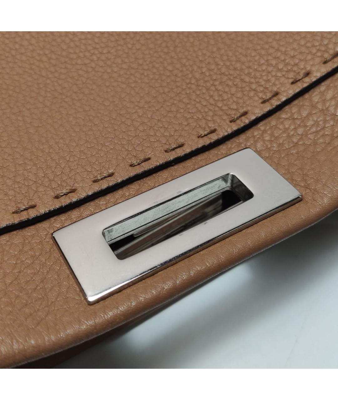FENDI Коричневая кожаная сумка через плечо, фото 8