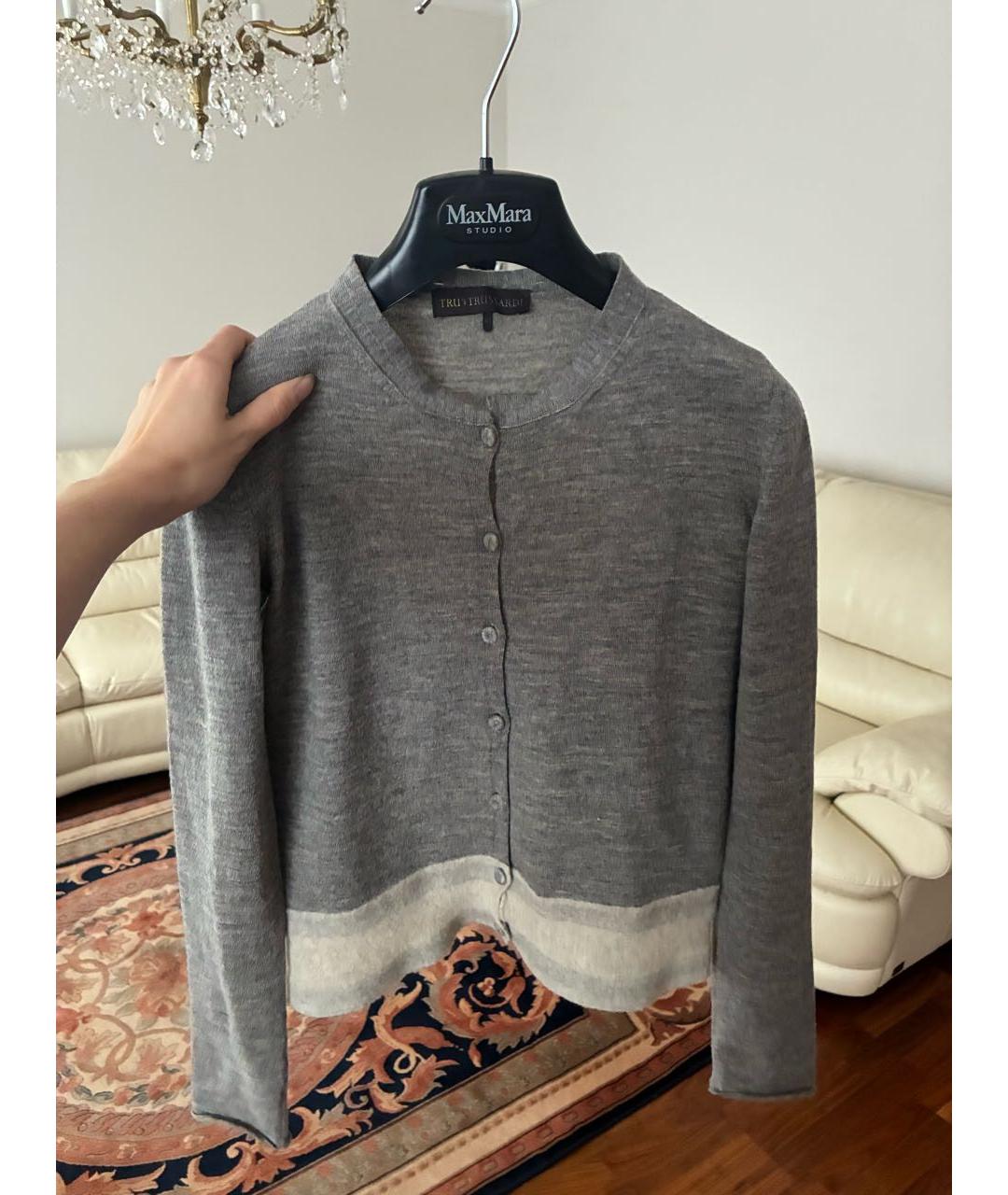 TRUSSARDI Серый шерстяной джемпер / свитер, фото 4