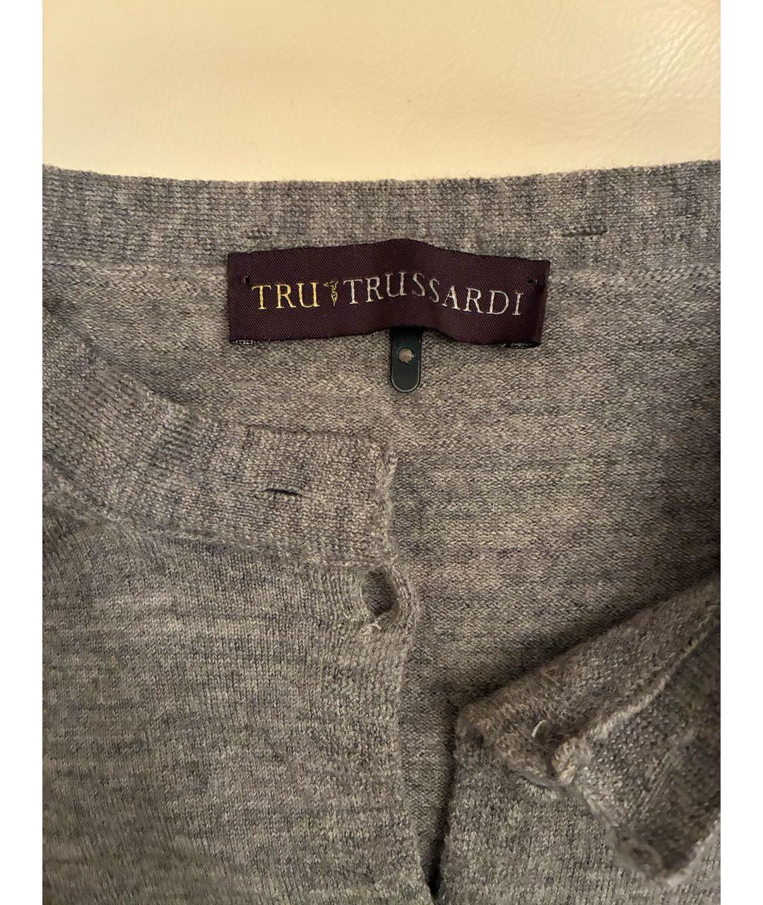 TRUSSARDI Серый шерстяной джемпер / свитер, фото 3