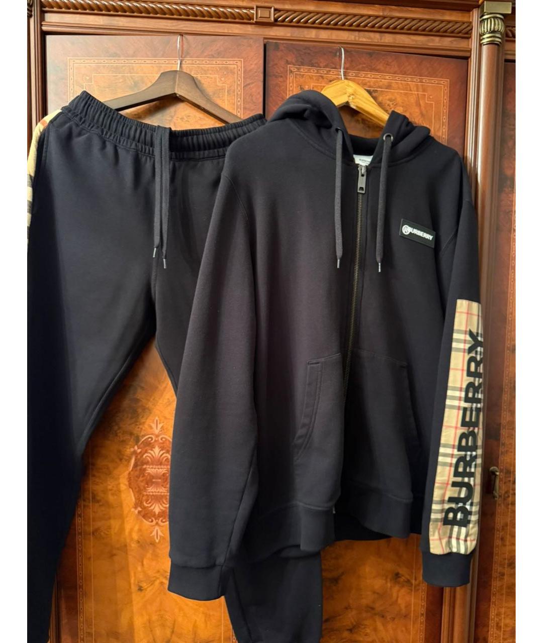 BURBERRY Черный хлопковый спортивный костюм, фото 2