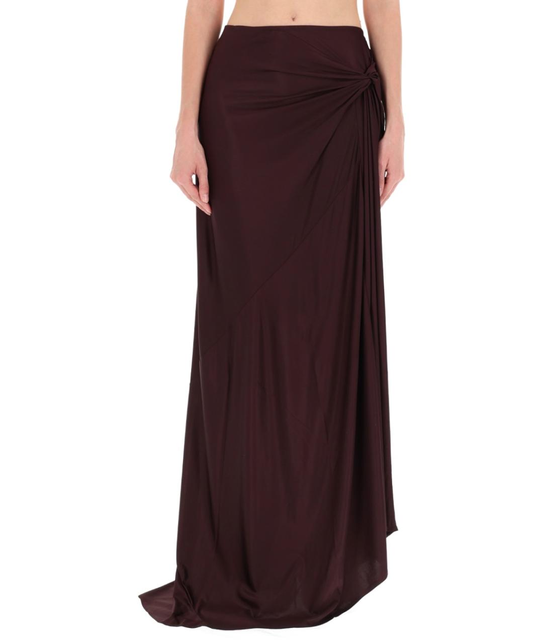 DRIES VAN NOTEN Бордовая вискозная юбка макси, фото 2