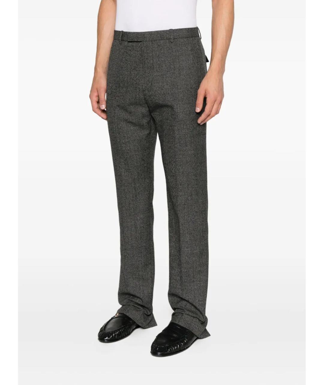 GUCCI Серые шерстяные повседневные брюки, фото 3