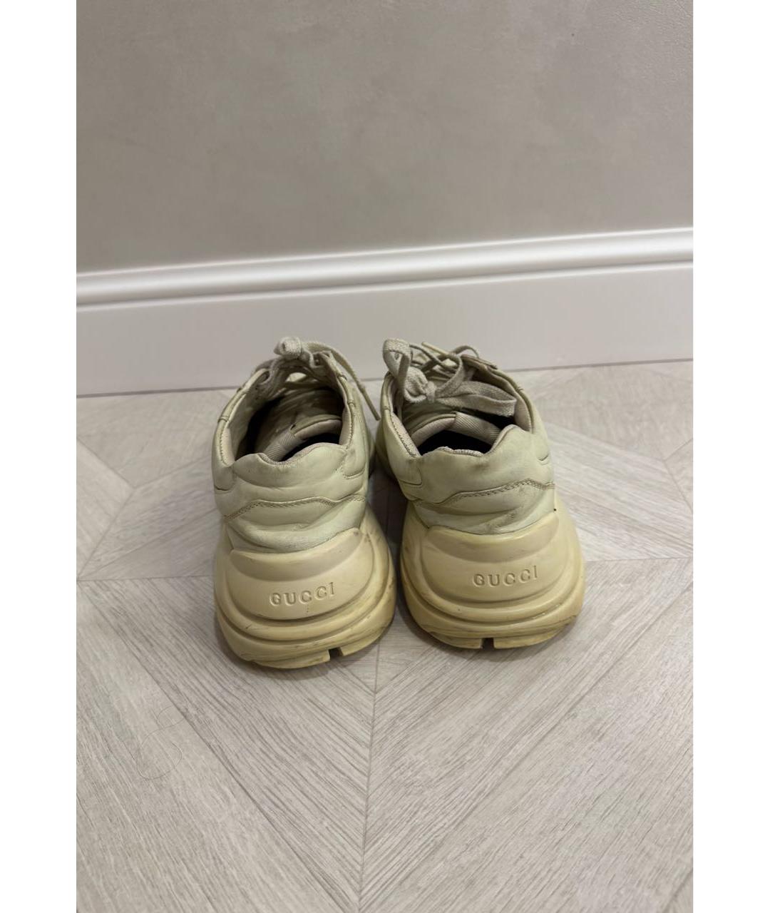 GUCCI Бежевые кожаные кроссовки, фото 3