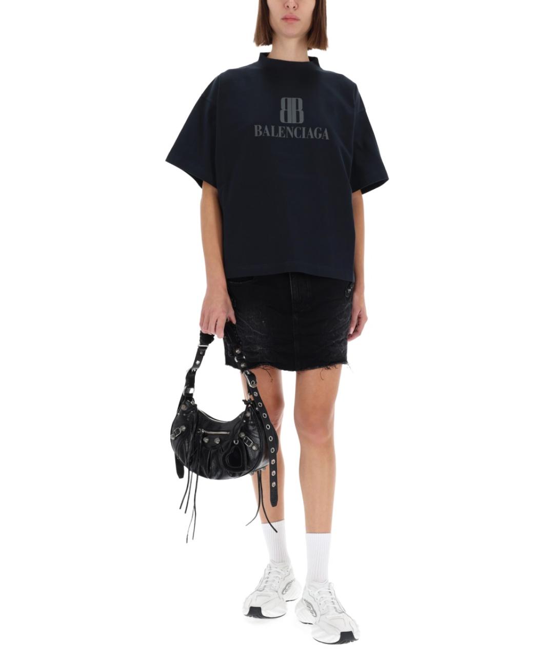 BALENCIAGA Черная хлопковая футболка, фото 2