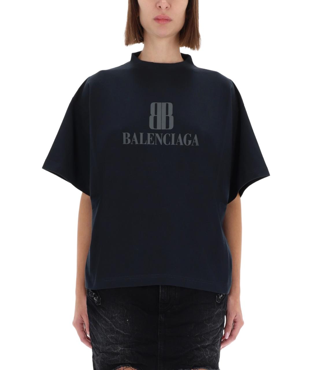 BALENCIAGA Черная хлопковая футболка, фото 4