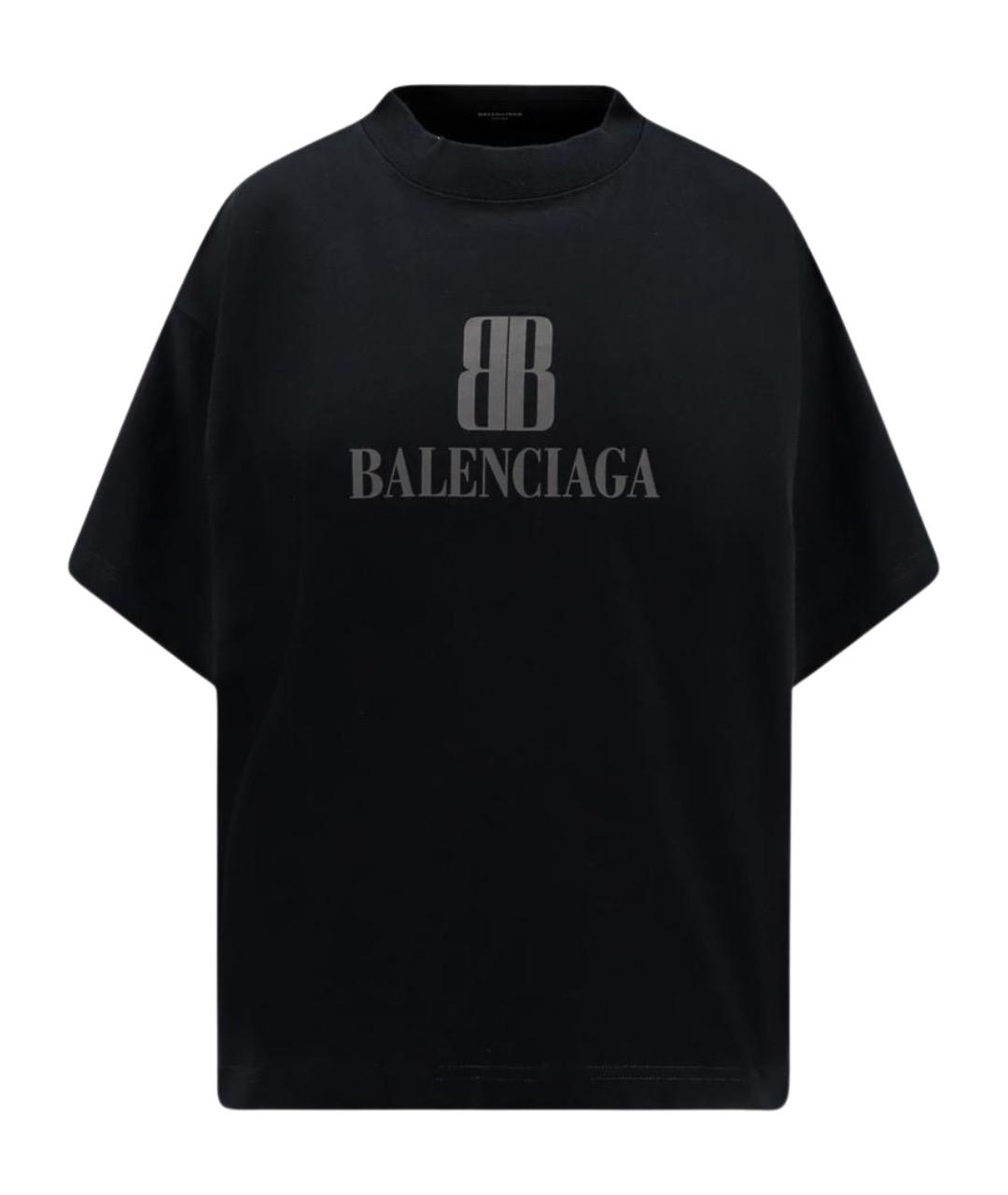 BALENCIAGA Черная хлопковая футболка, фото 1