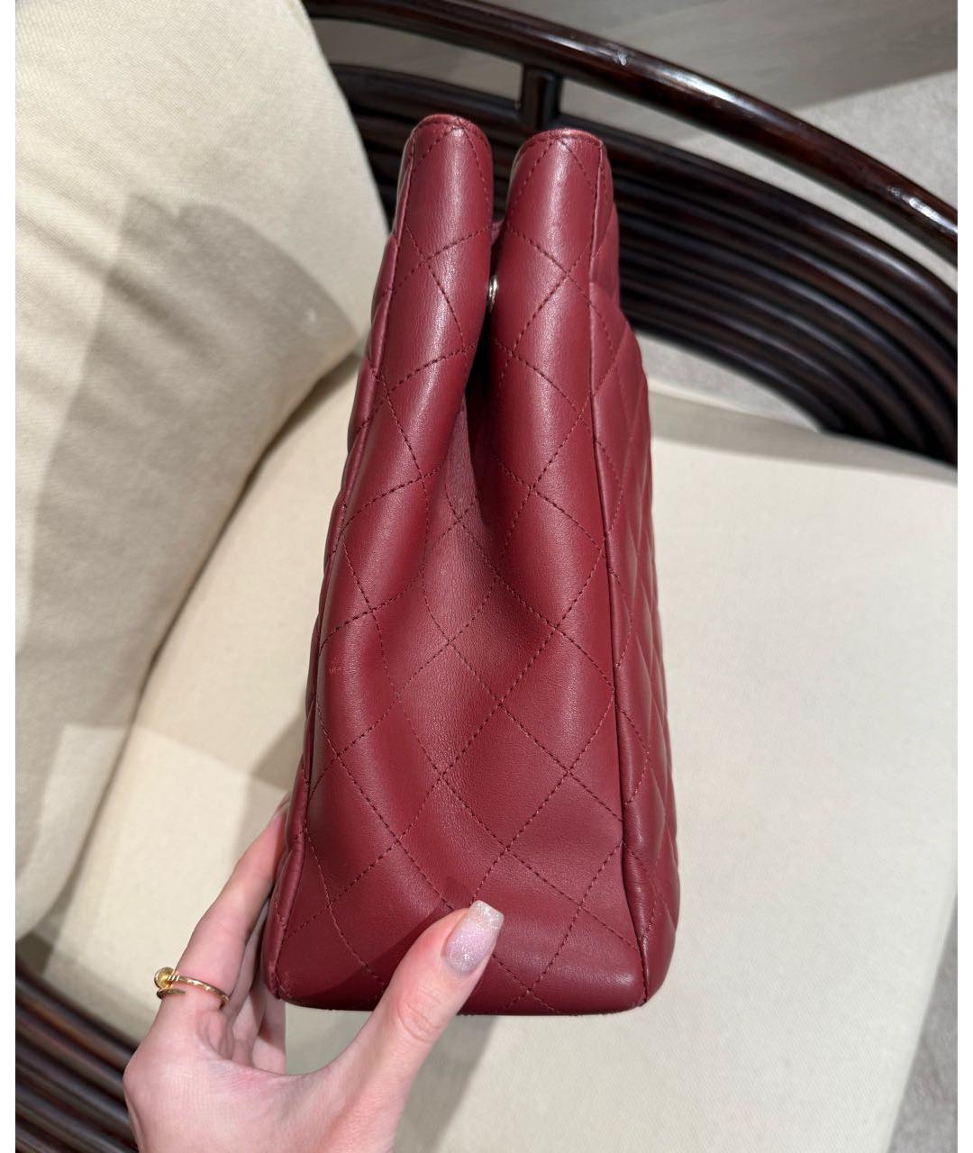CHANEL Бордовая кожаная сумка через плечо, фото 4