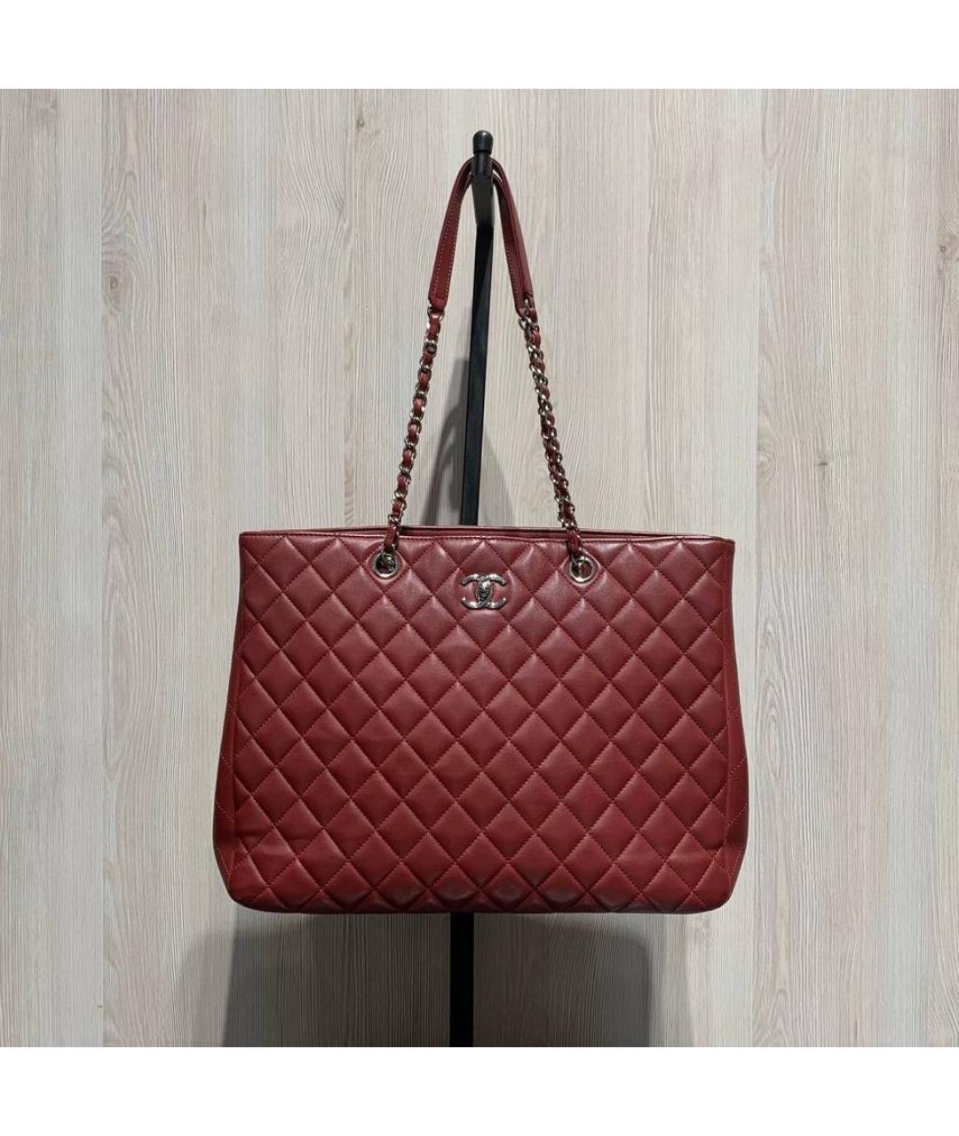 CHANEL Бордовая кожаная сумка через плечо, фото 9