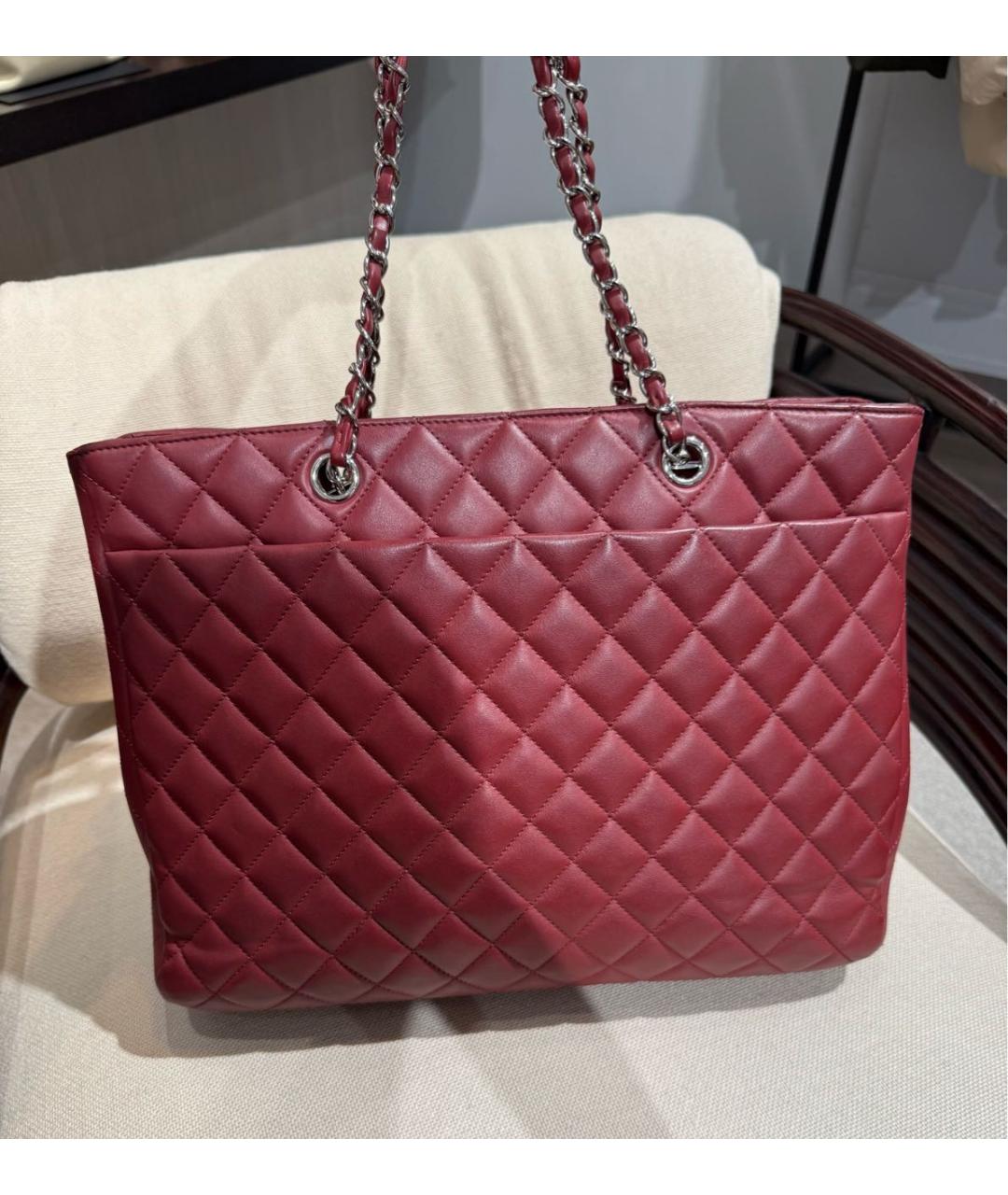 CHANEL Бордовая кожаная сумка через плечо, фото 2