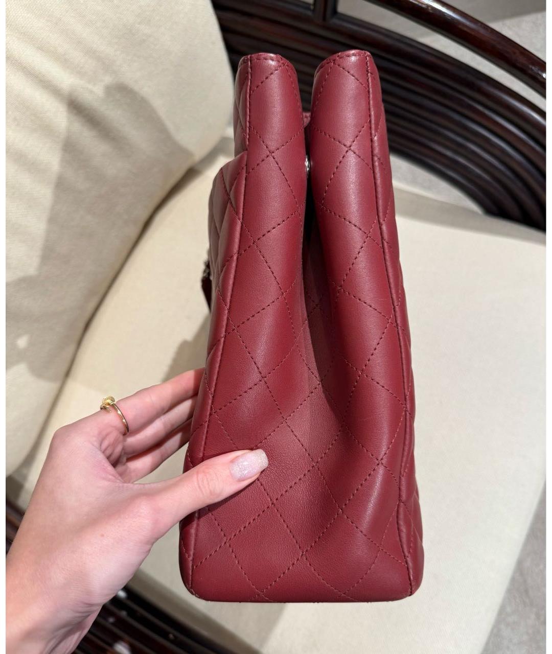 CHANEL Бордовая кожаная сумка через плечо, фото 3