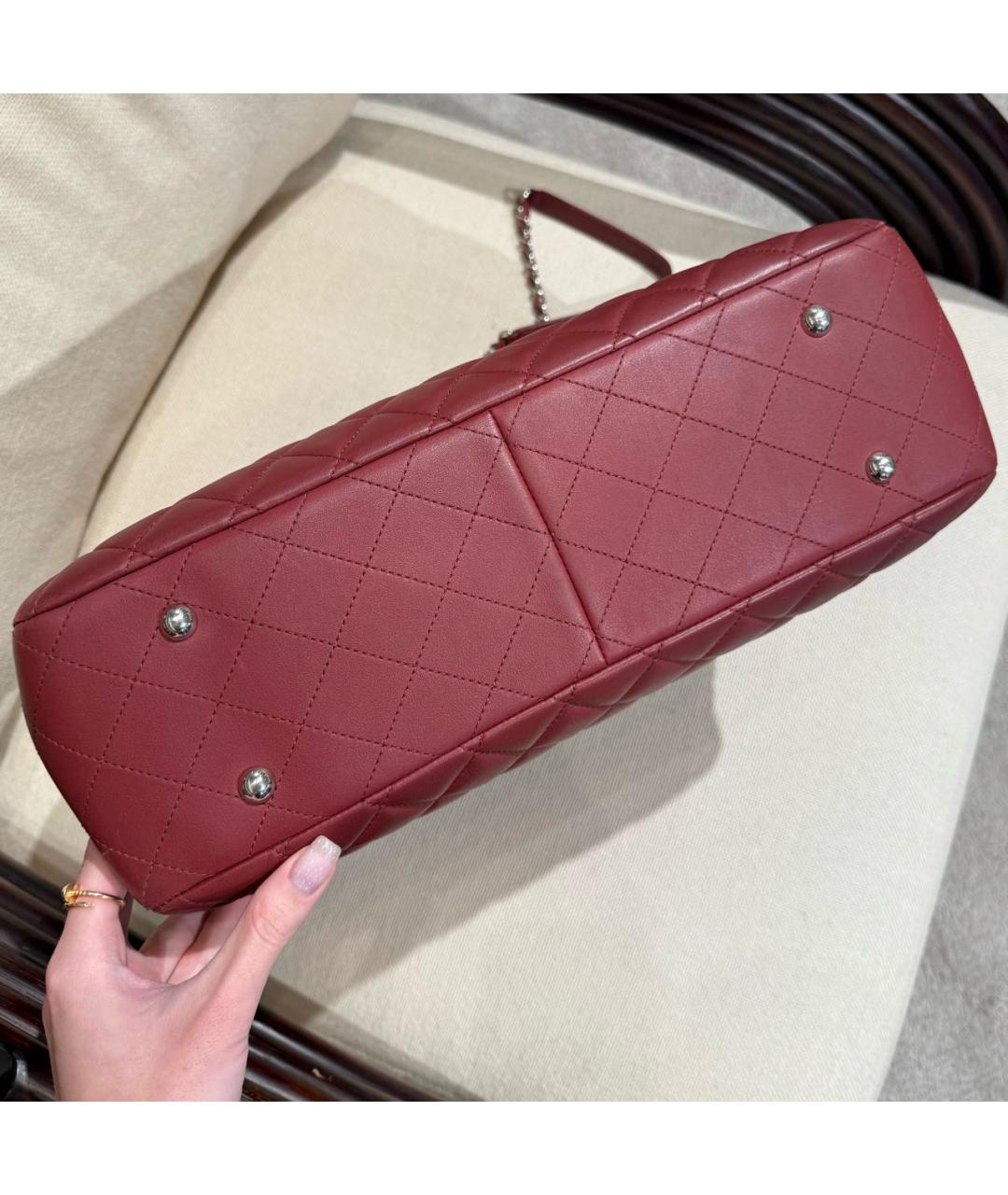 CHANEL Бордовая кожаная сумка через плечо, фото 5