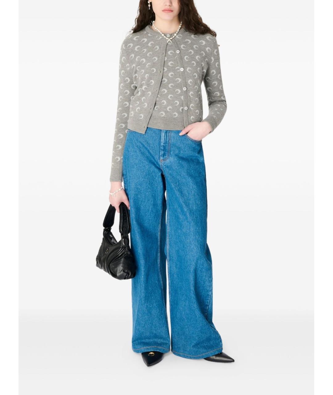 MARINE SERRE Серый шерстяной кардиган, фото 4