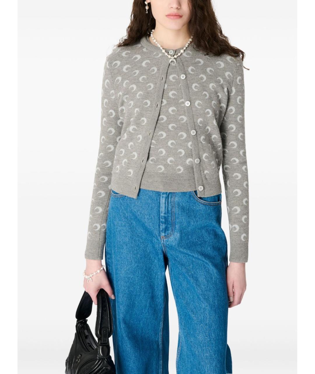 MARINE SERRE Серый шерстяной кардиган, фото 2