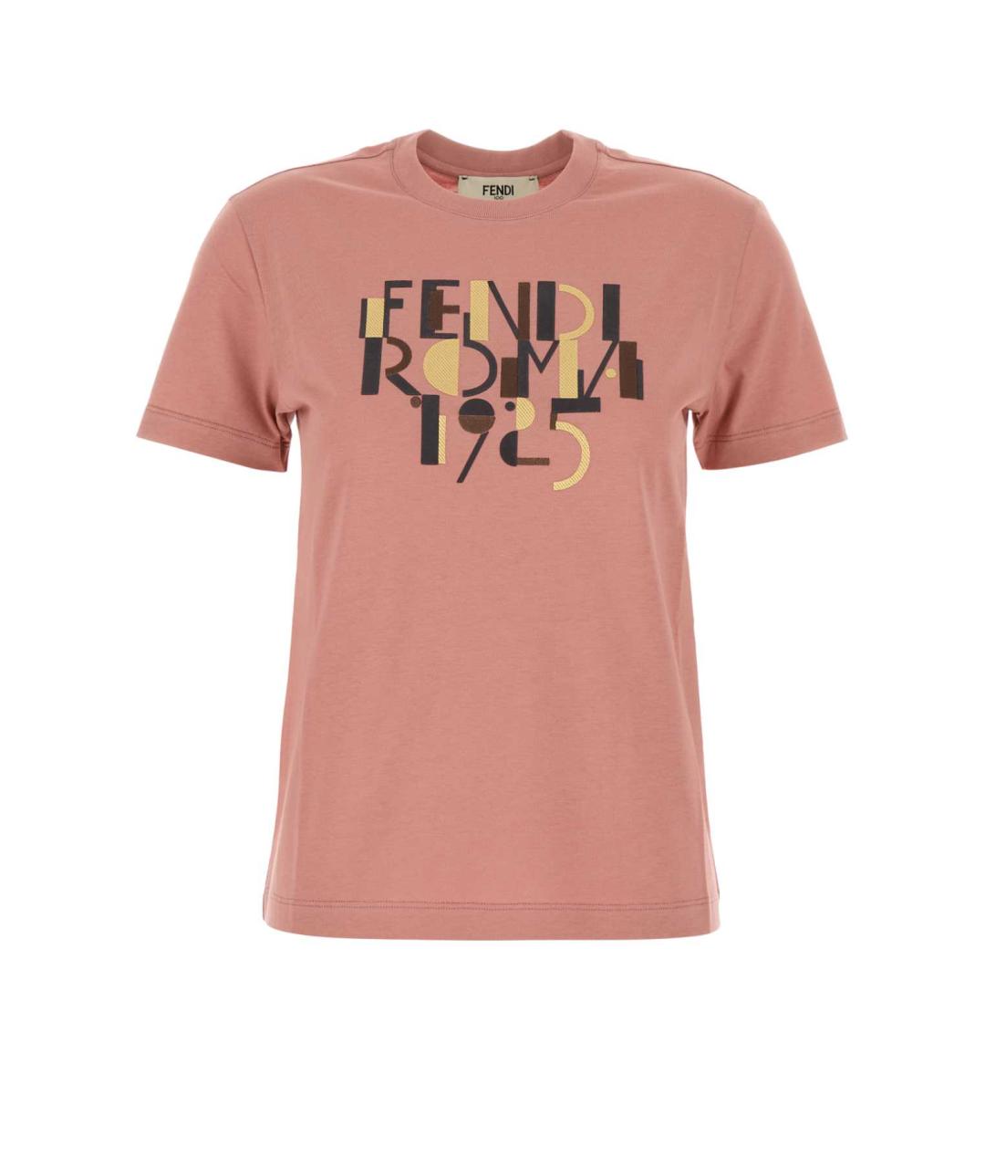 FENDI Розовая хлопковая футболка, фото 1