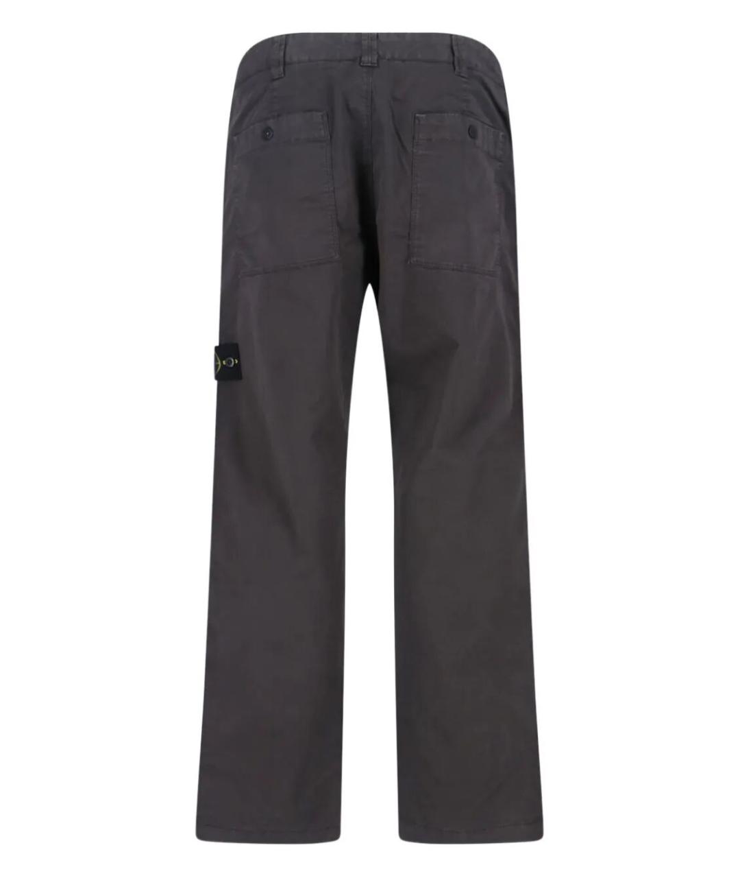 STONE ISLAND Серые хлопковые повседневные брюки, фото 2