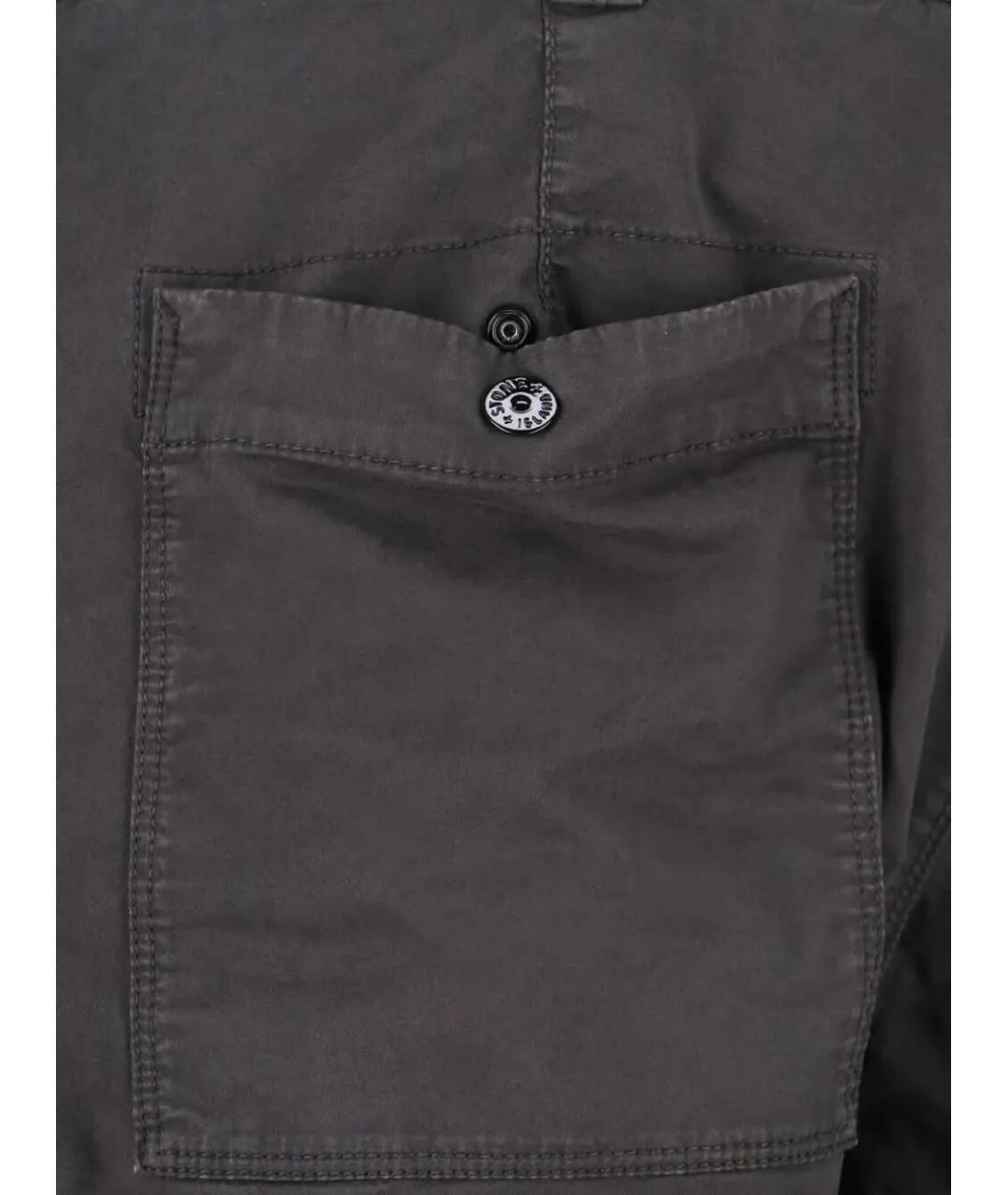 STONE ISLAND Серые хлопковые повседневные брюки, фото 4