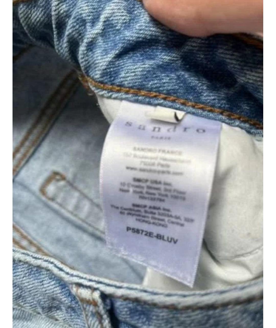 SANDRO Голубые хлопковые джинсы слим, фото 8