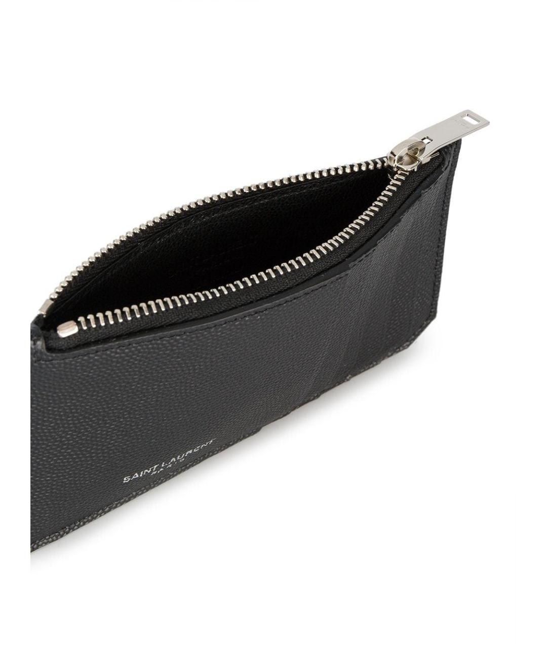 SAINT LAURENT Черный кожаный кардхолдер, фото 3
