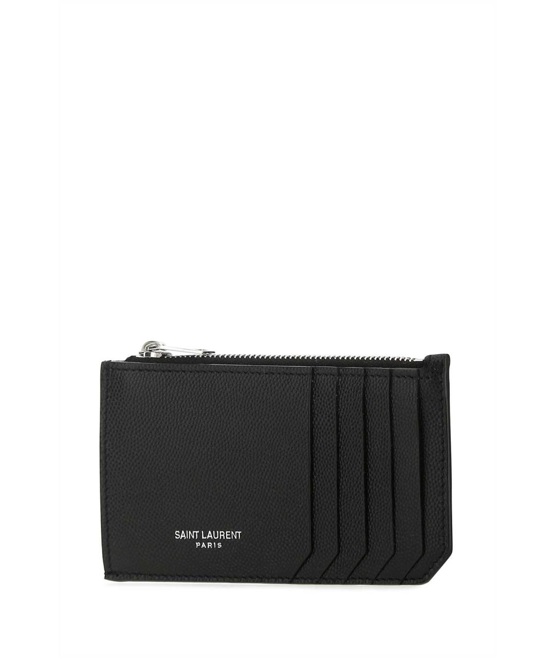 SAINT LAURENT Черный кожаный кардхолдер, фото 2