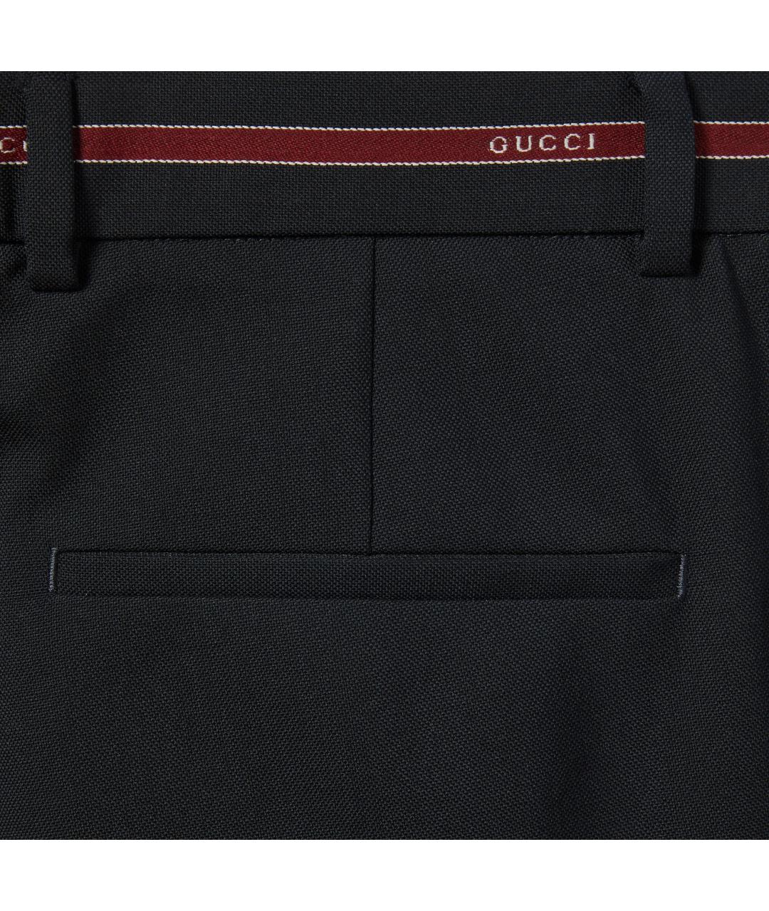 GUCCI Темно-синие шерстяные повседневные брюки, фото 3