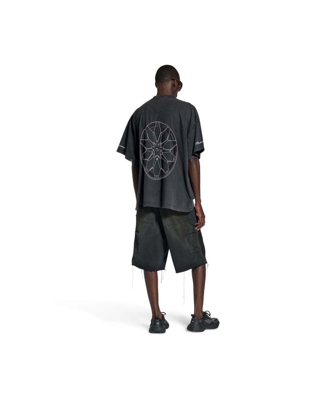 BALENCIAGA Черная хлопковая футболка, фото 4