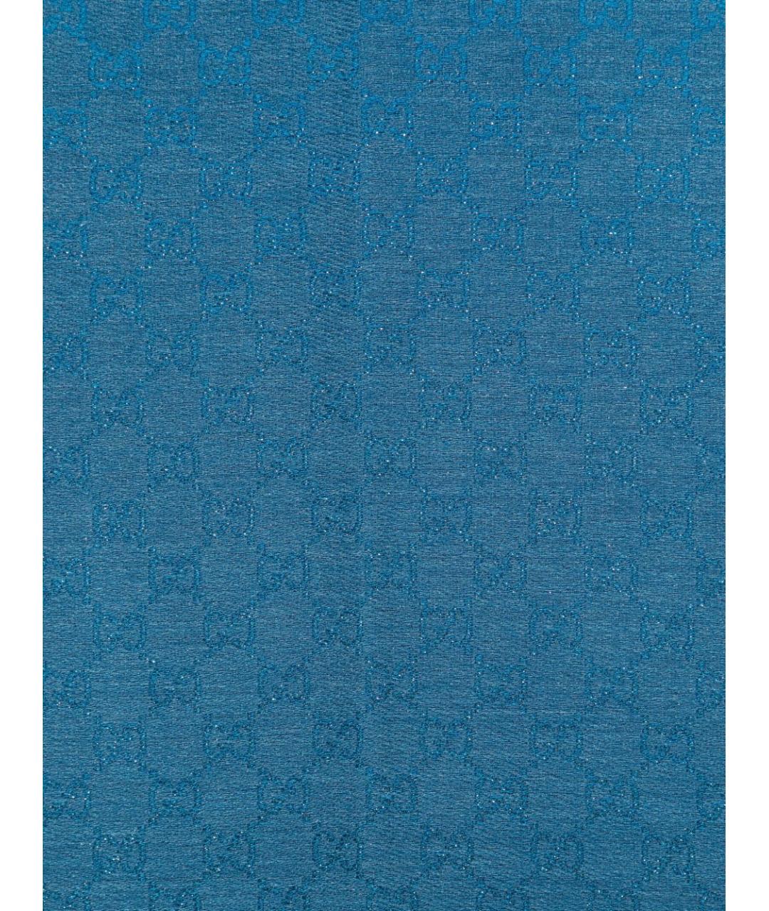 GUCCI Синий шерстяной шарф, фото 3