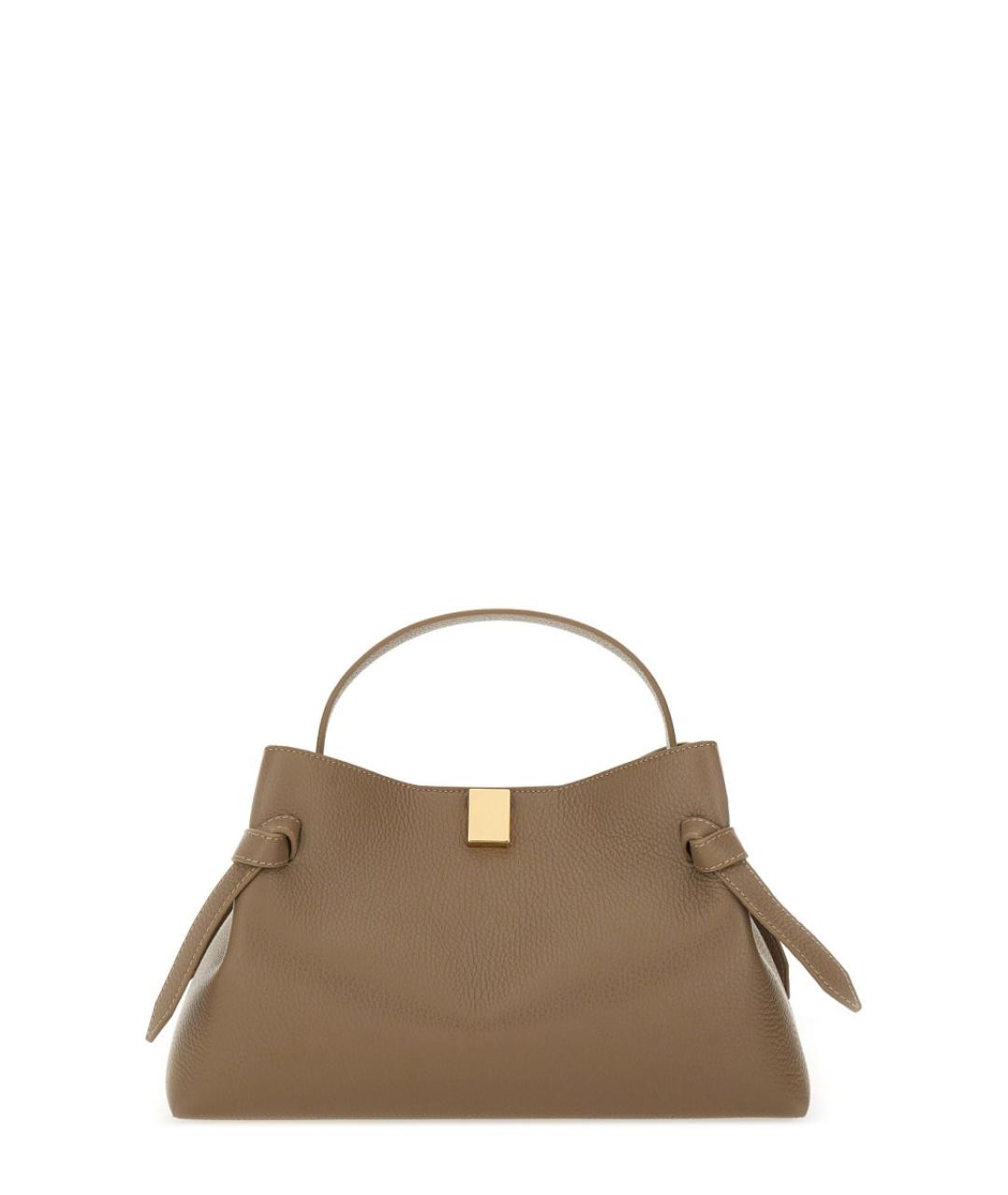 YUZEFI Серая кожаная сумка с короткими ручками, фото 1