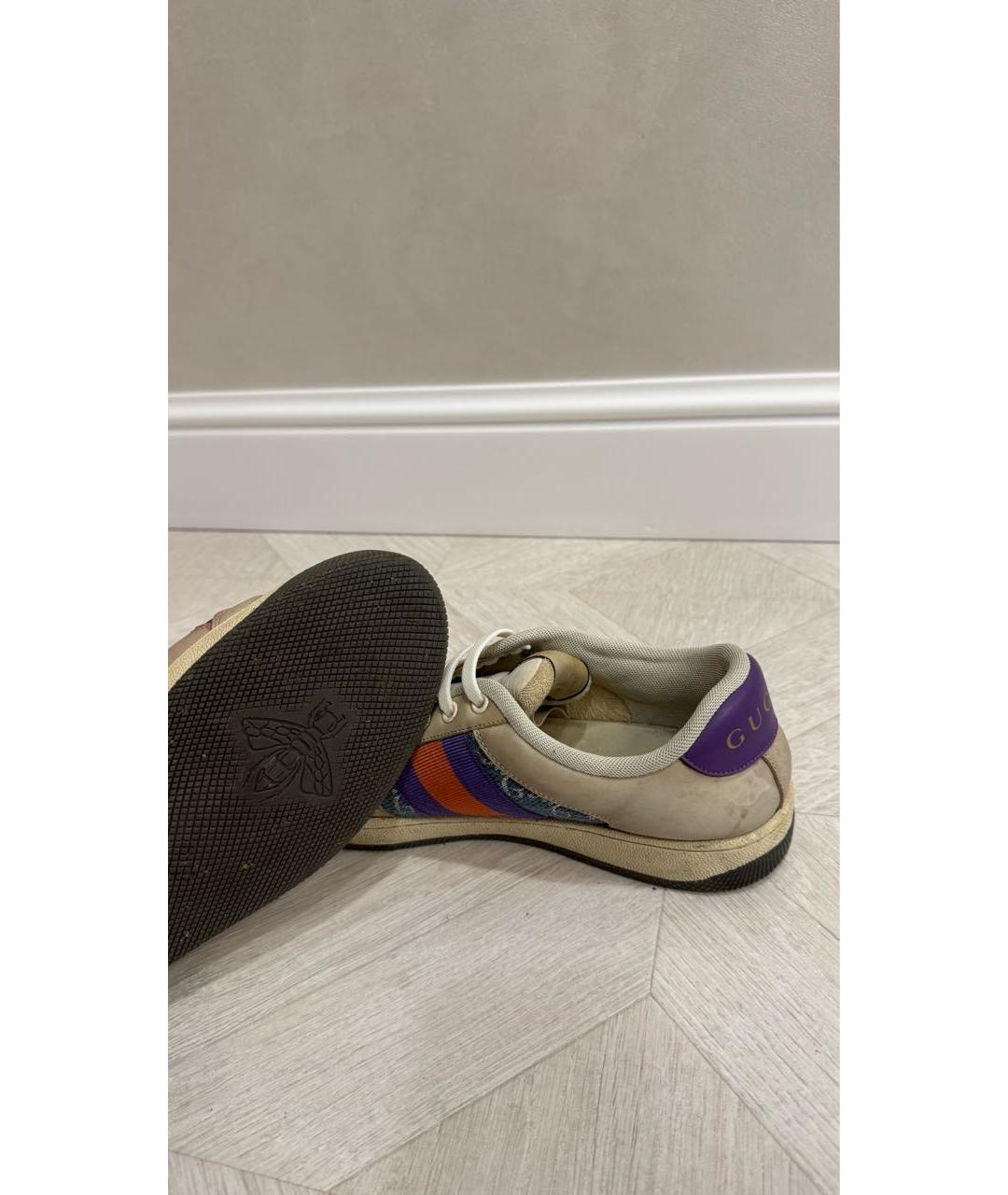 GUCCI Фиолетовые кожаные кеды, фото 5
