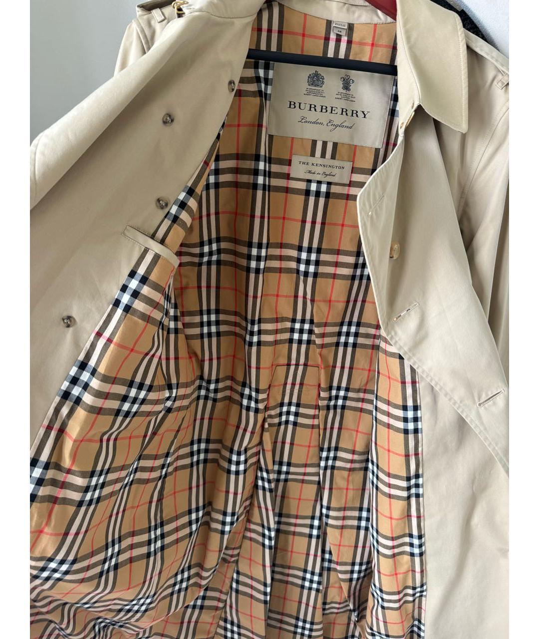 BURBERRY Бежевый шерстяной тренч/плащ, фото 4