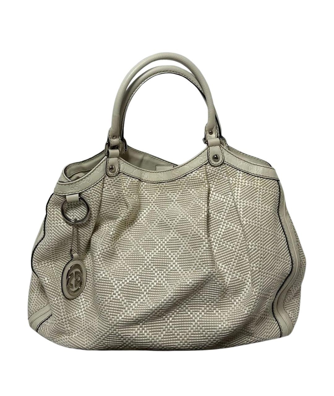 GUCCI Бежевая пелетеная сумка тоут, фото 1