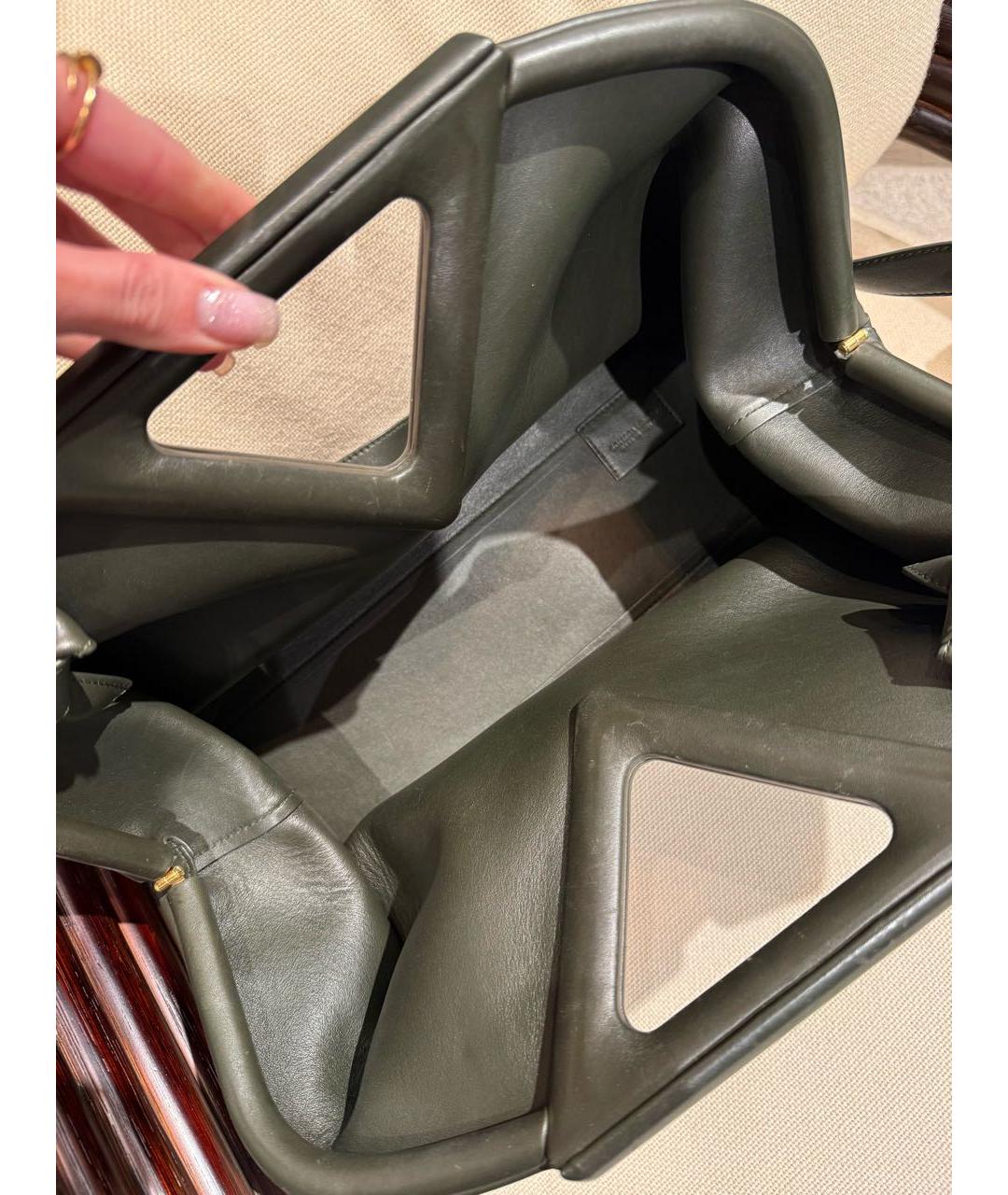 BOTTEGA VENETA Хаки кожаная сумка через плечо, фото 6