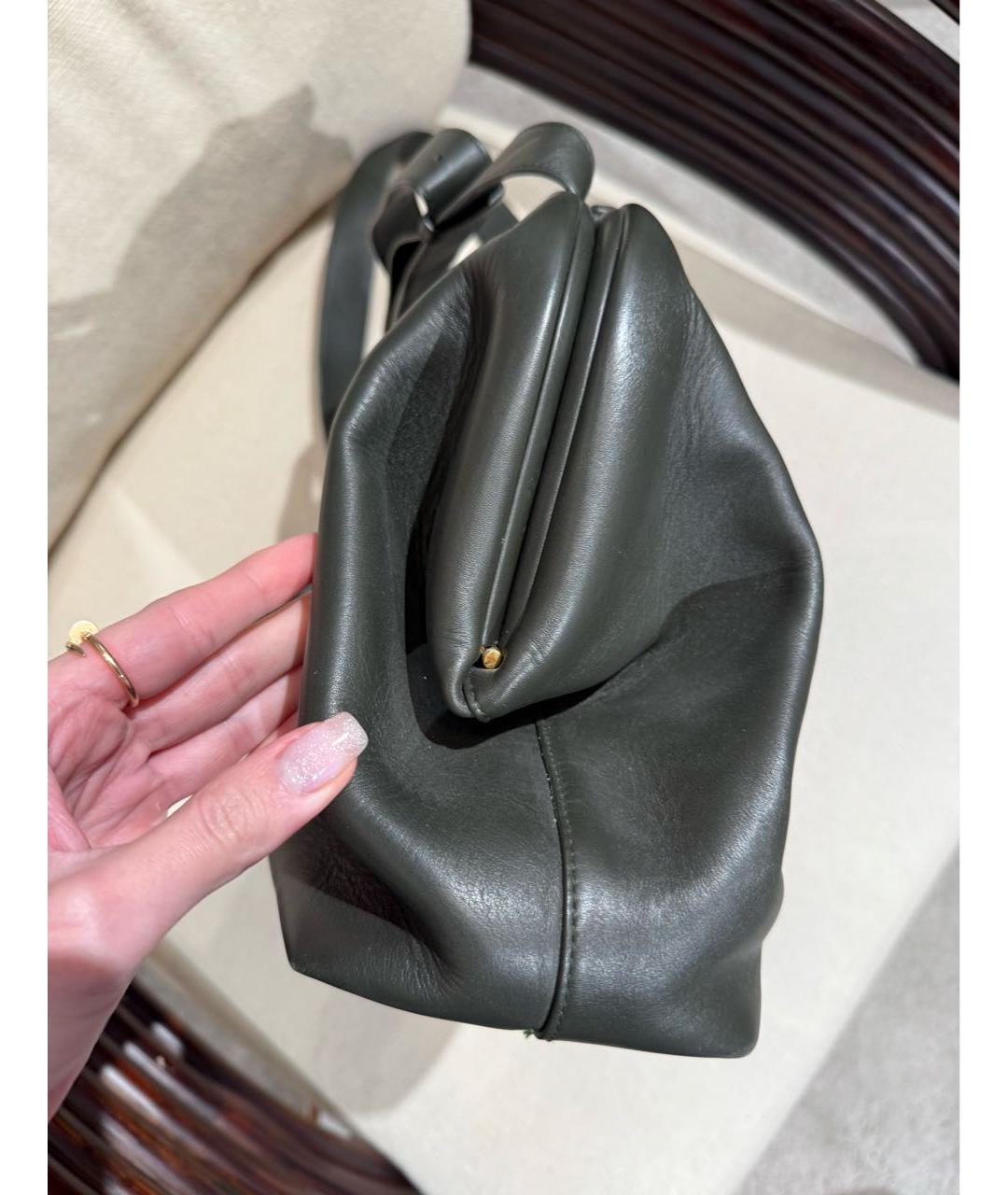 BOTTEGA VENETA Хаки кожаная сумка через плечо, фото 4