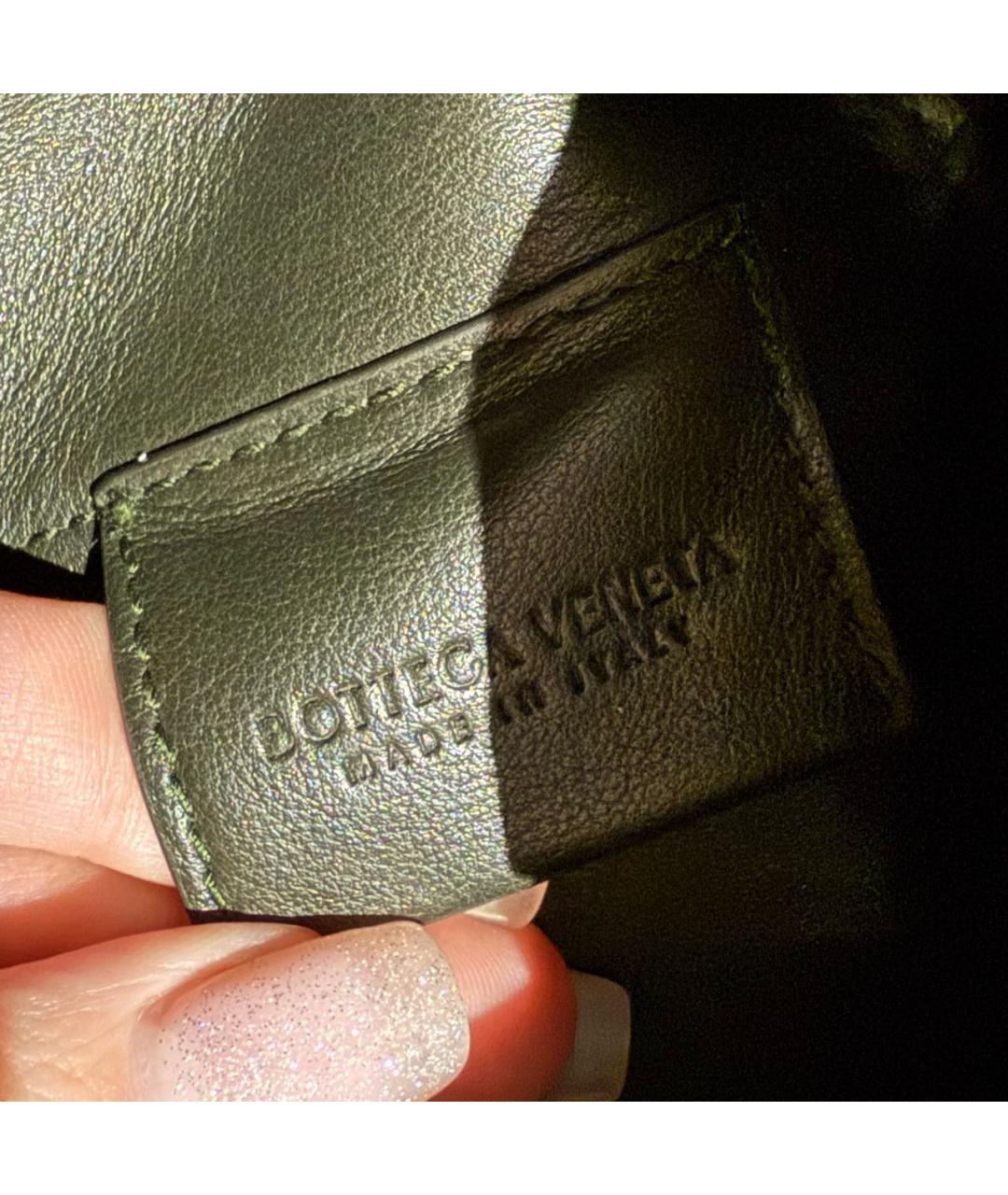 BOTTEGA VENETA Хаки кожаная сумка через плечо, фото 7