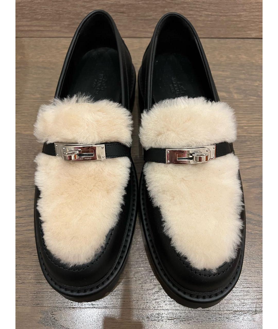 HERMES Черные кожаные лоферы, фото 2