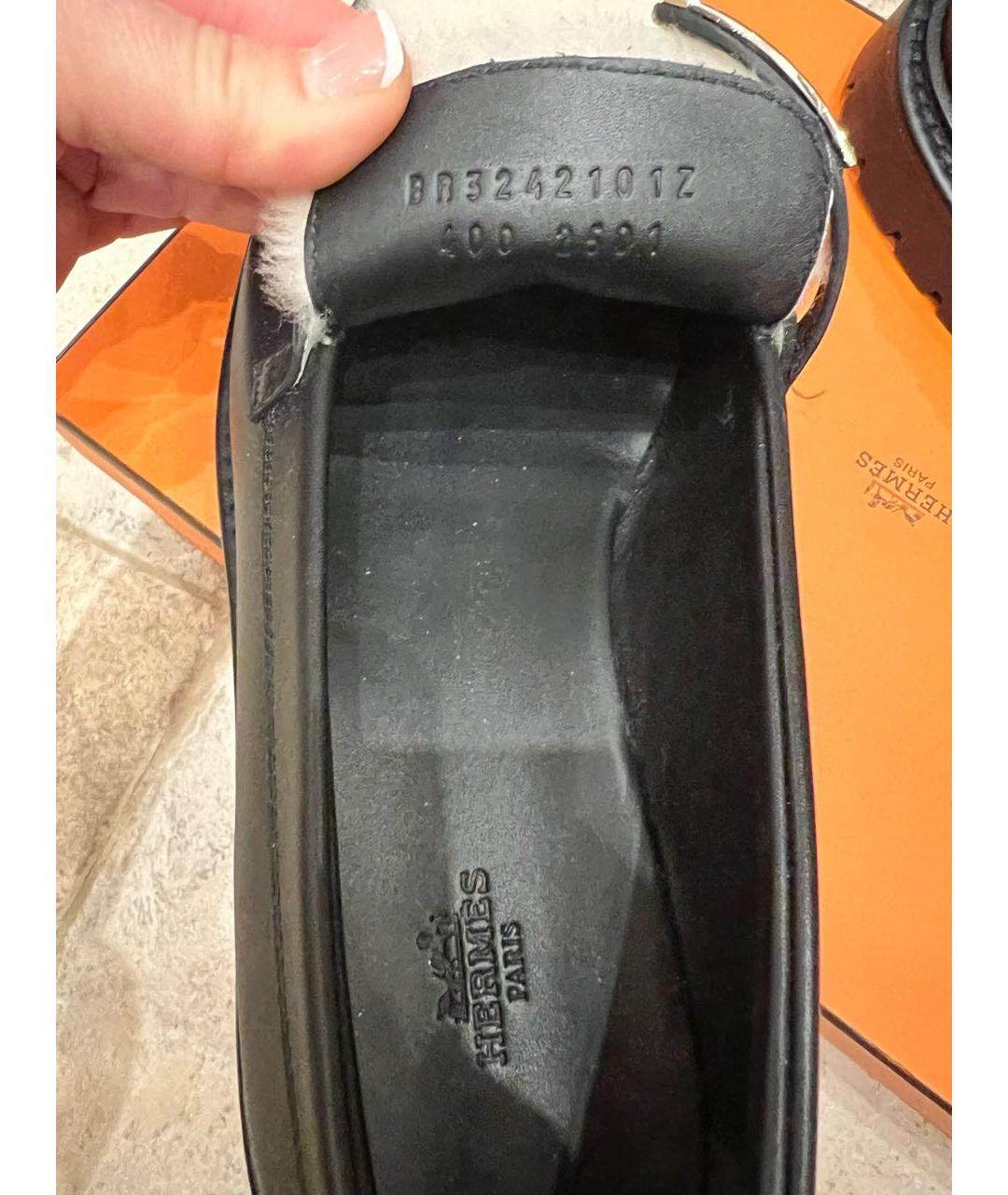 HERMES Черные кожаные лоферы, фото 5