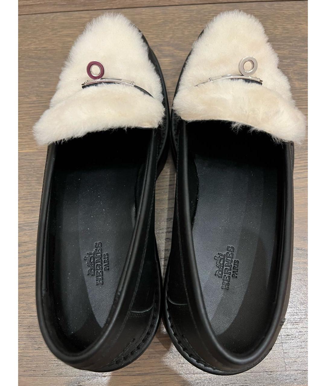 HERMES Черные кожаные лоферы, фото 3