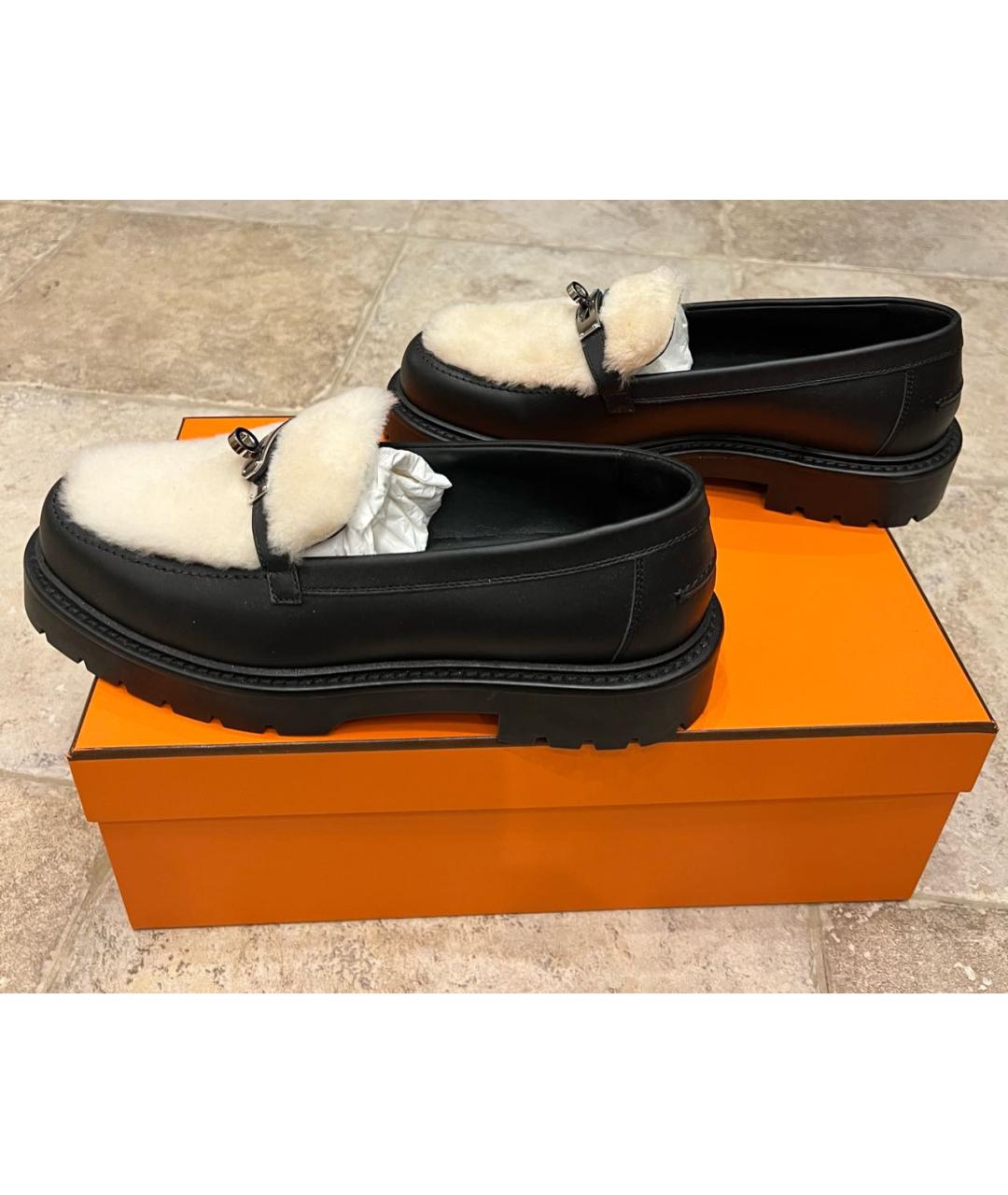 HERMES Черные кожаные лоферы, фото 6
