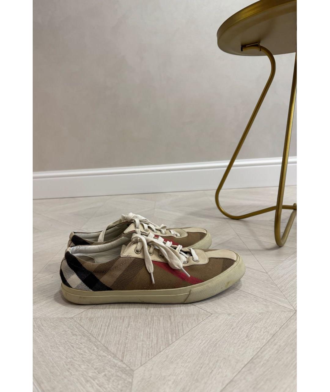 BURBERRY Бежевые кожаные кеды, фото 7