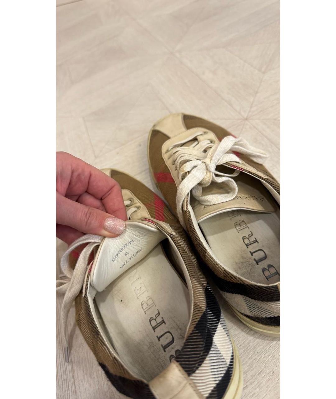 BURBERRY Бежевые кожаные кеды, фото 6
