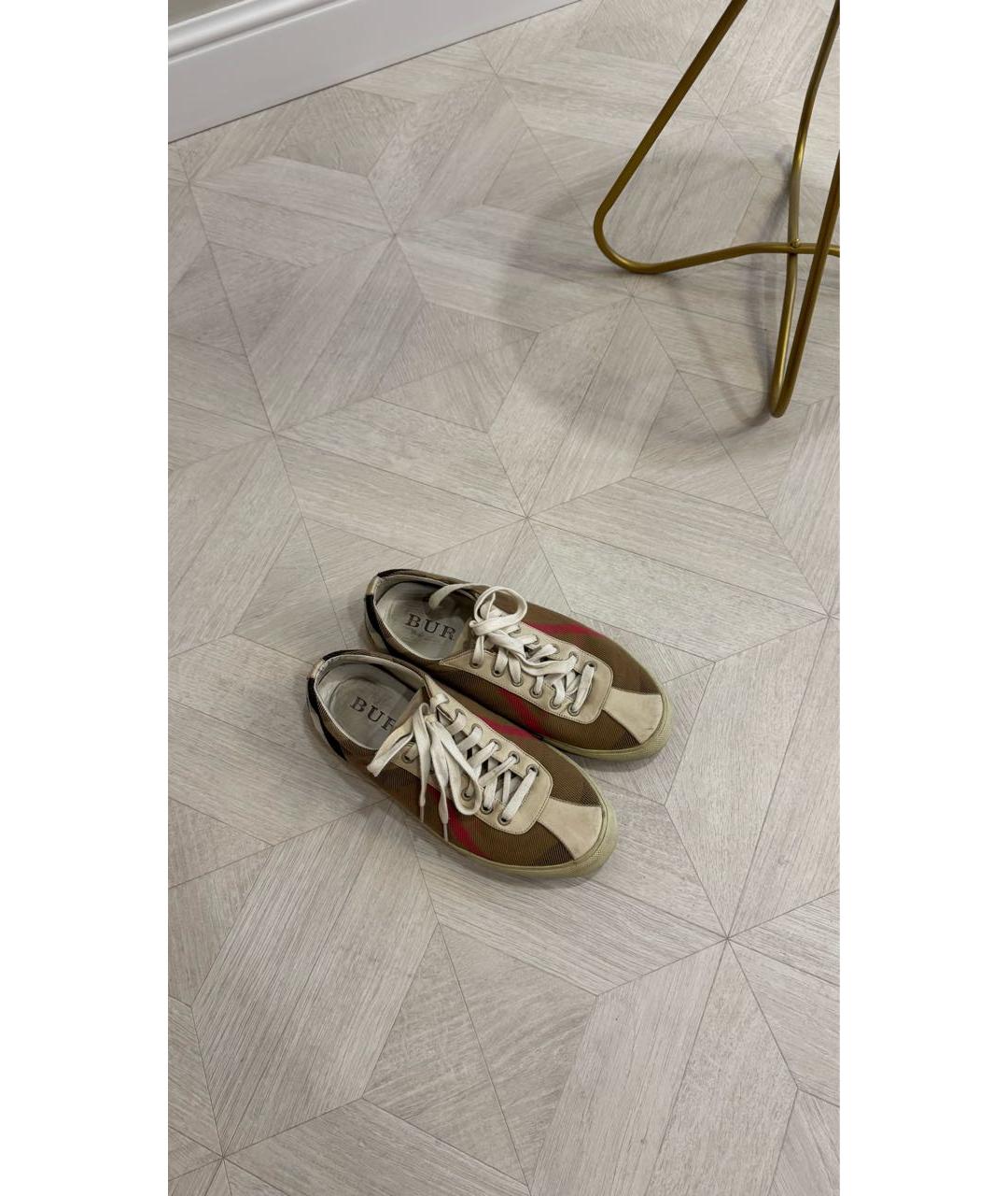 BURBERRY Бежевые кожаные кеды, фото 2