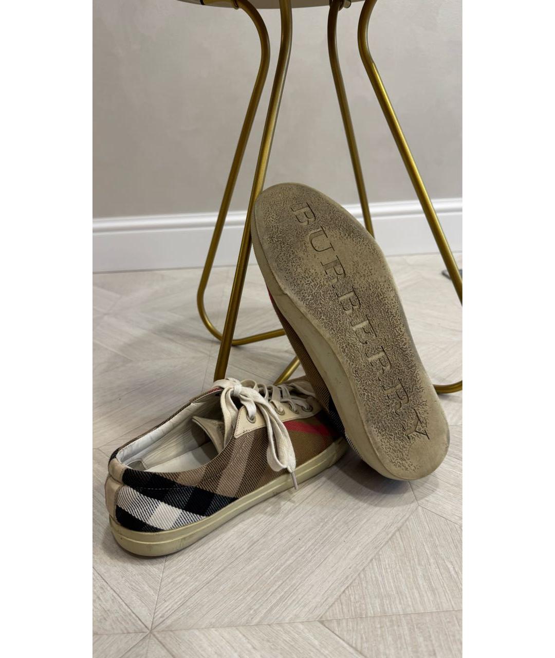 BURBERRY Бежевые кожаные кеды, фото 5