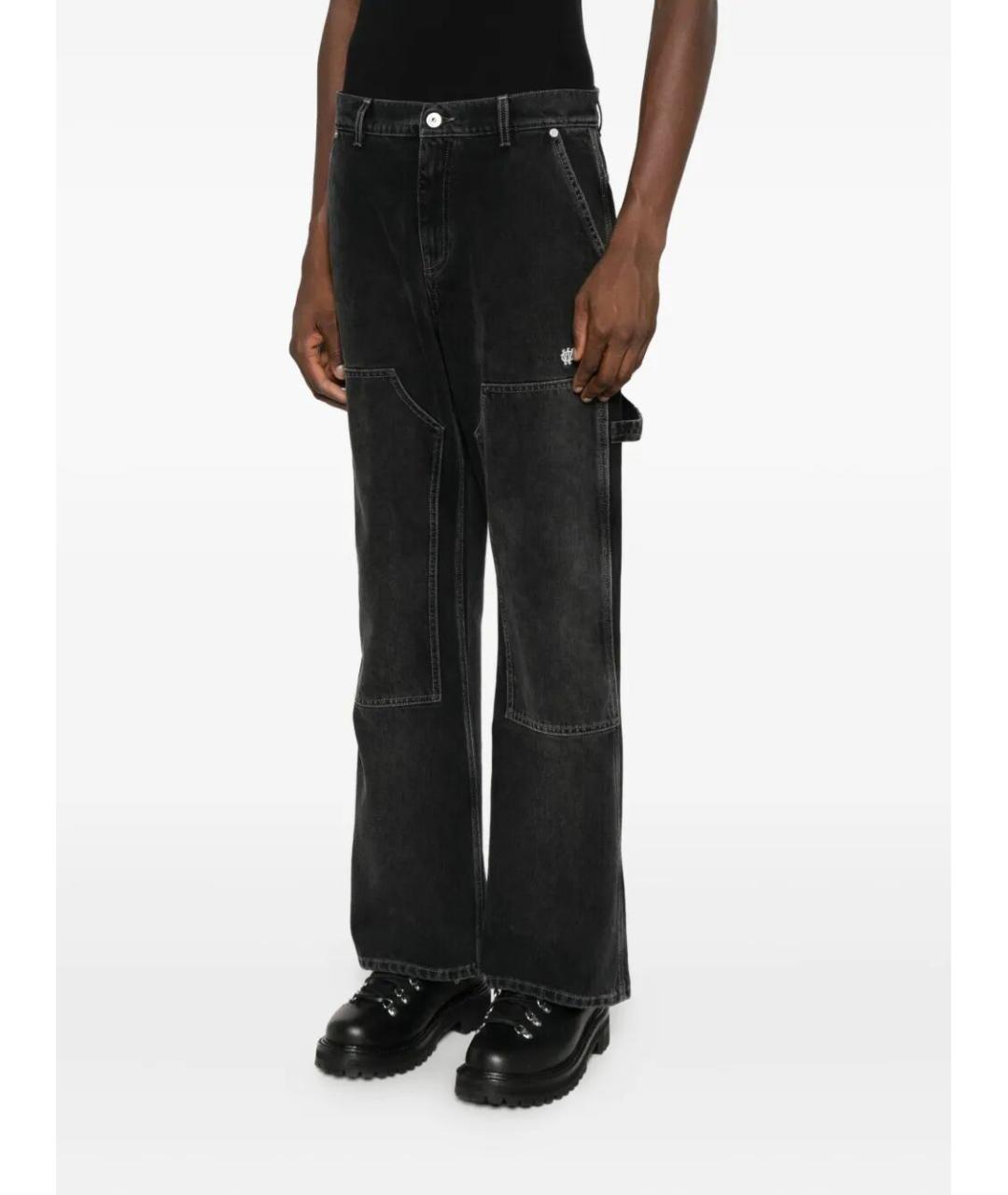 OFF-WHITE Черные хлопковые прямые джинсы, фото 4