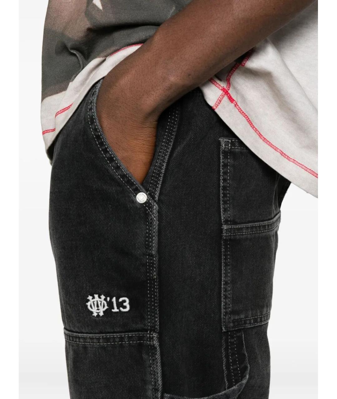OFF-WHITE Черные хлопковые прямые джинсы, фото 3