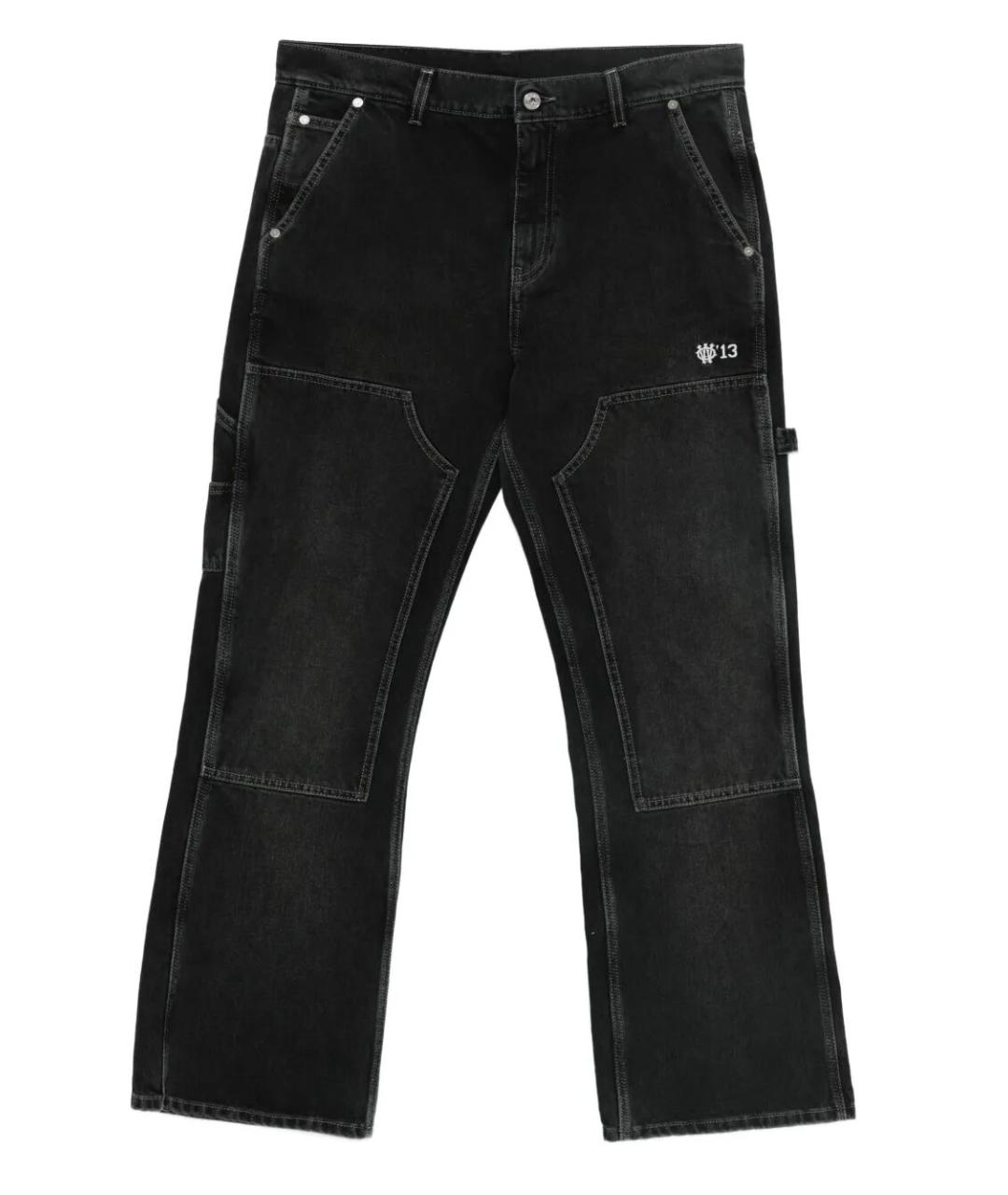 OFF-WHITE Черные хлопковые прямые джинсы, фото 1