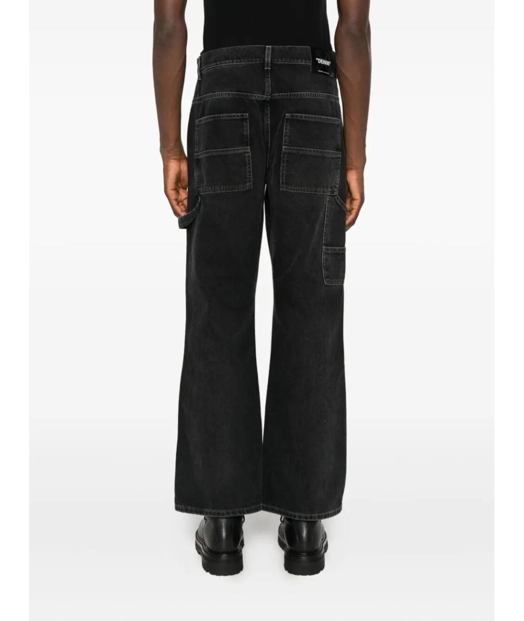 OFF-WHITE Черные хлопковые прямые джинсы, фото 2