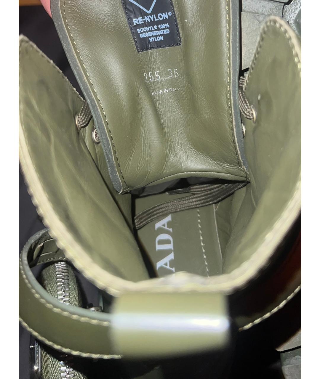 PRADA Хаки кожаные ботинки, фото 5