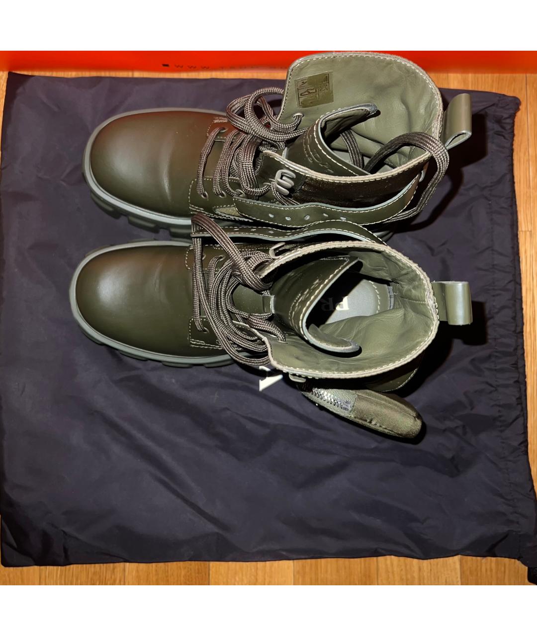 PRADA Хаки кожаные ботинки, фото 3