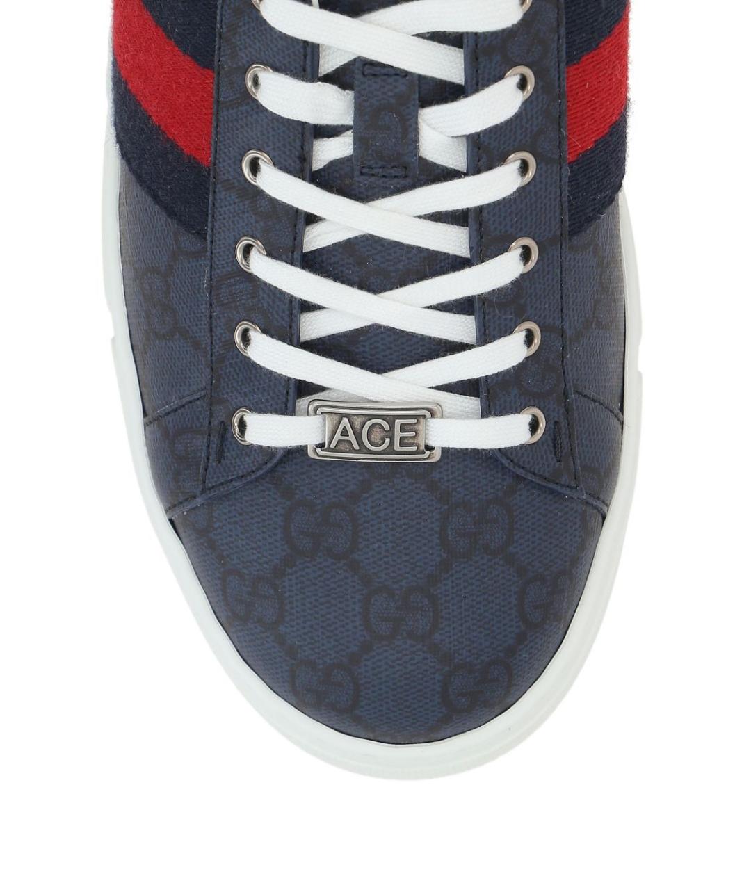 GUCCI Синие текстильные низкие кроссовки / кеды, фото 2